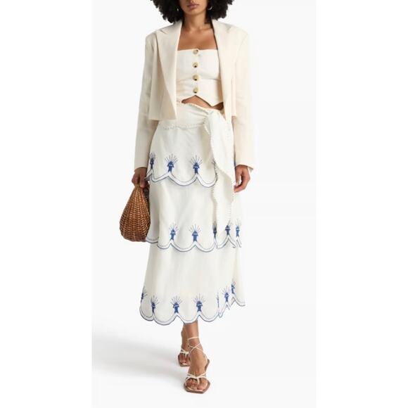 FARM Rio Dresses & Skirts - New! Farm RioWomens Off-White Sea of Fish Beaded Midi Skirt Size M #23